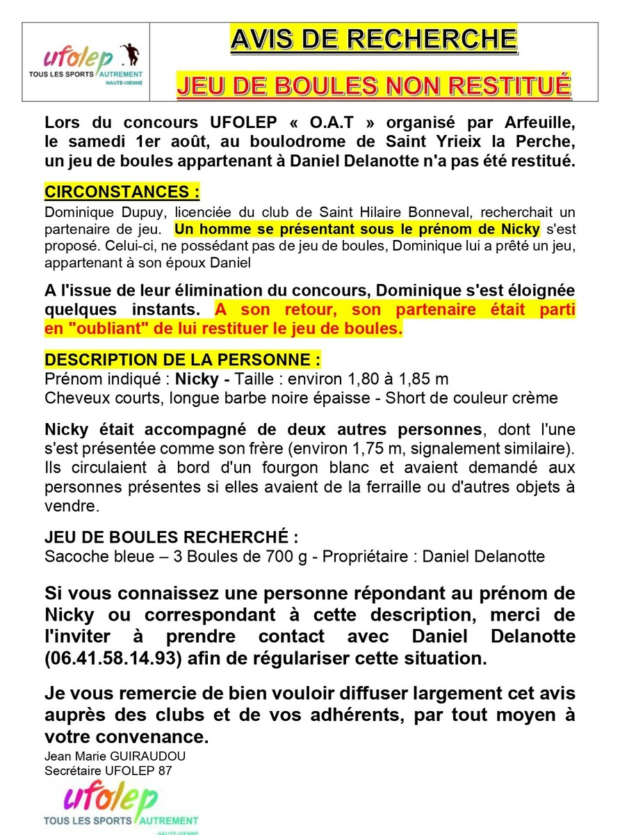 avis de recherche